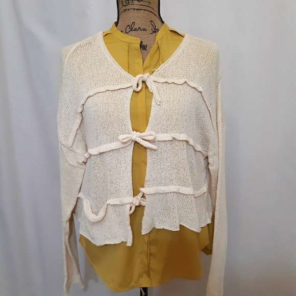 Flax Sweaters - FLAX OFF WHITE LAGEN LOOK SHRUG OVERSIZED SMALL
